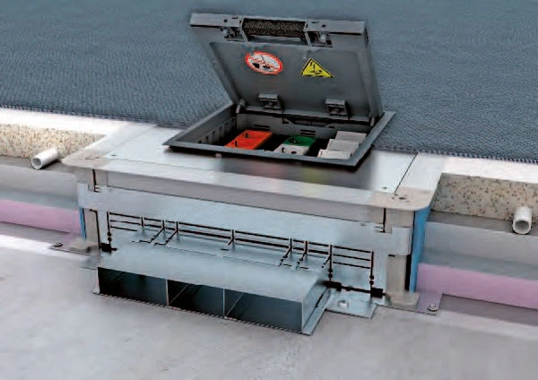 عکس باکس پریز کف خواب همراه با ترانک کف خواب برای نگهداری از کابل برق و شبکه